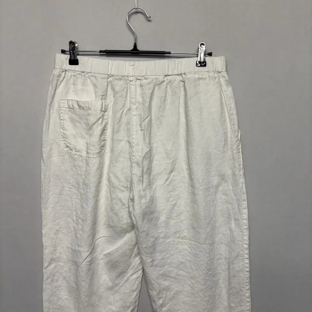 Quince Women 100% European Linen Pants Size Large White SP25 C134 -30